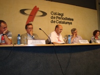 J.M. Martí, J.C. Gallego, R. Espuny y M.T. Coca durante el debate. Foto: Ignasi R. Renom