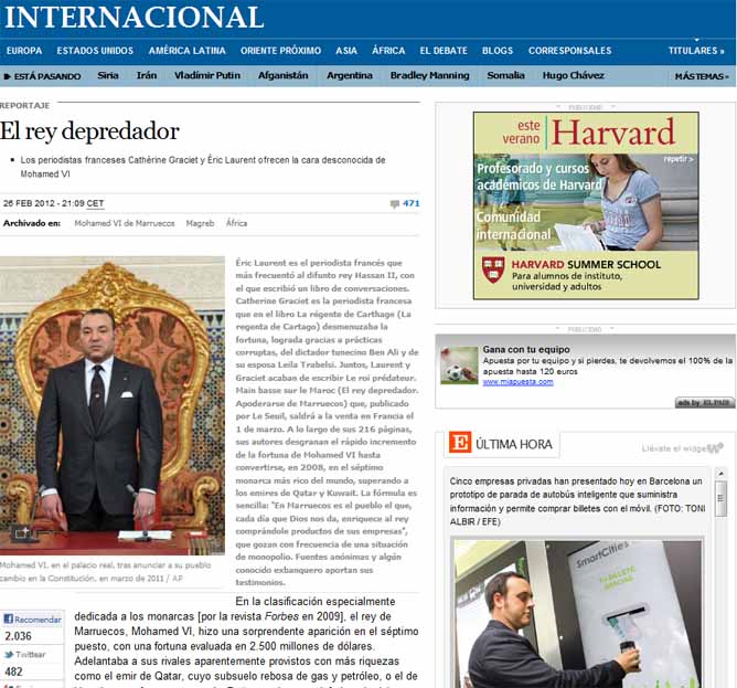 Reportaje 'El rey depredador' en ElPaís.com.