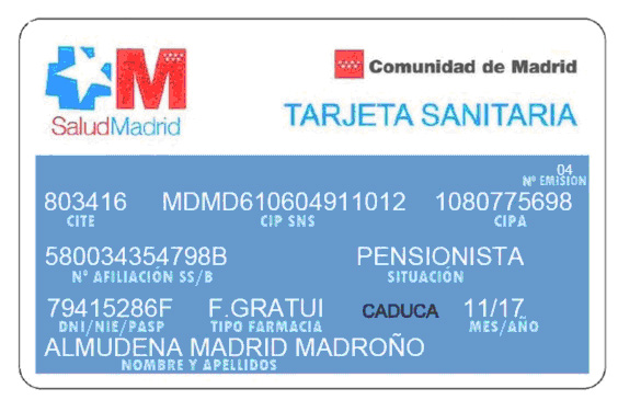 Tarjeta sanitaria de la Comunidad de Madrid
