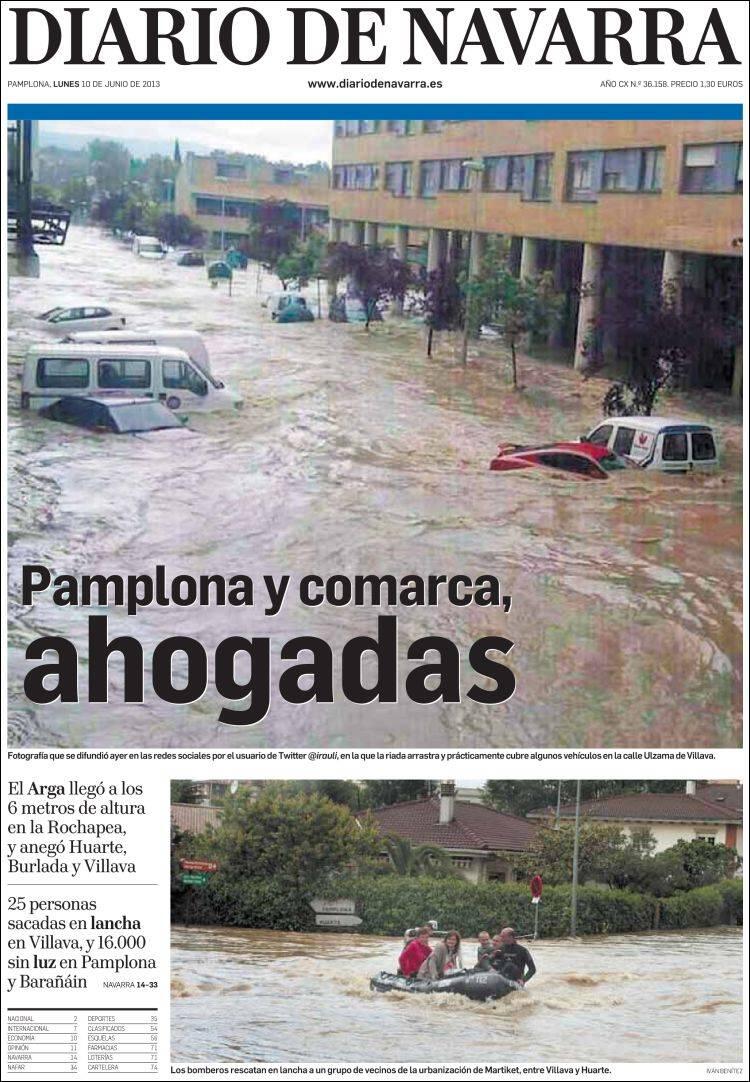Fotografía en portada del 'Diario de Navarra' tomada por un ciudadano