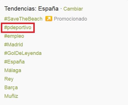 La etiqueta #pdeportivo llegó a ser la primera tendencia en Twitter en España