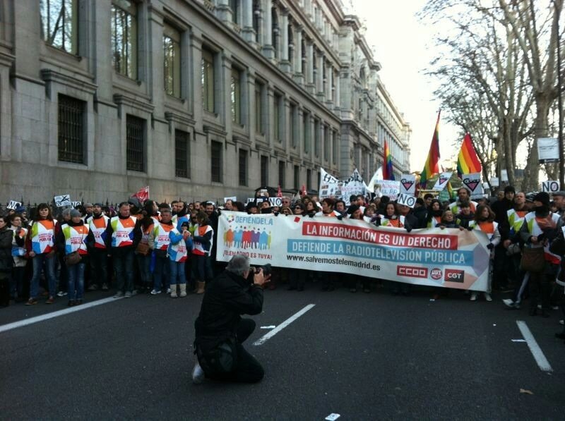 Manifestación de protesta por el ERE en Telemadrid. Foto: Salvemos Telemadrid