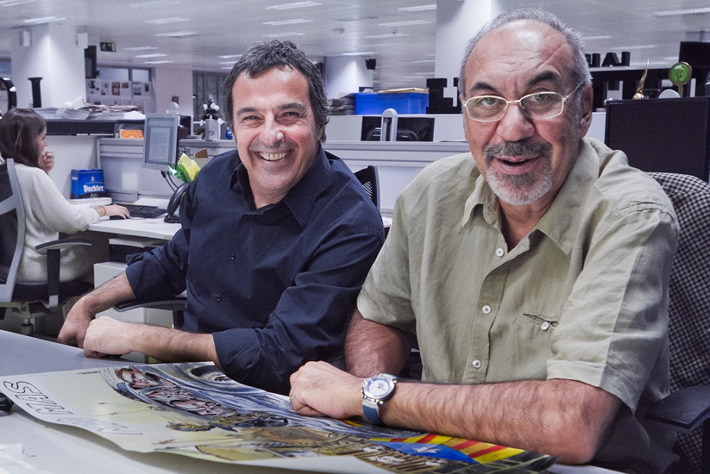Gallego y Rey en la redacción de El Mundo. Imagen tomada de aprensamalaga.com