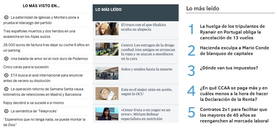 lo más visto en tres periodicos