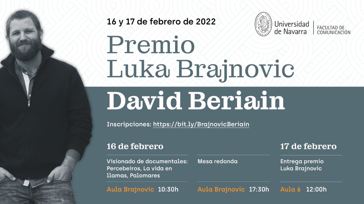 La Universidad de Navarra entregará el Premio Brajnovic a título póstumo a David Beriain el 17 de febrero