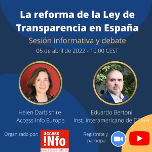 Sesión informativa y debate sobre la reforma de la Ley de Transparencia en España