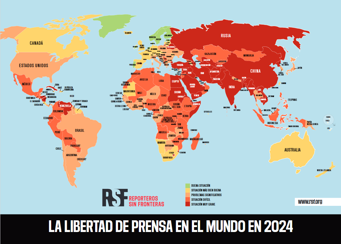 la libertad de prensa en el mundo en 2024 segun rsf