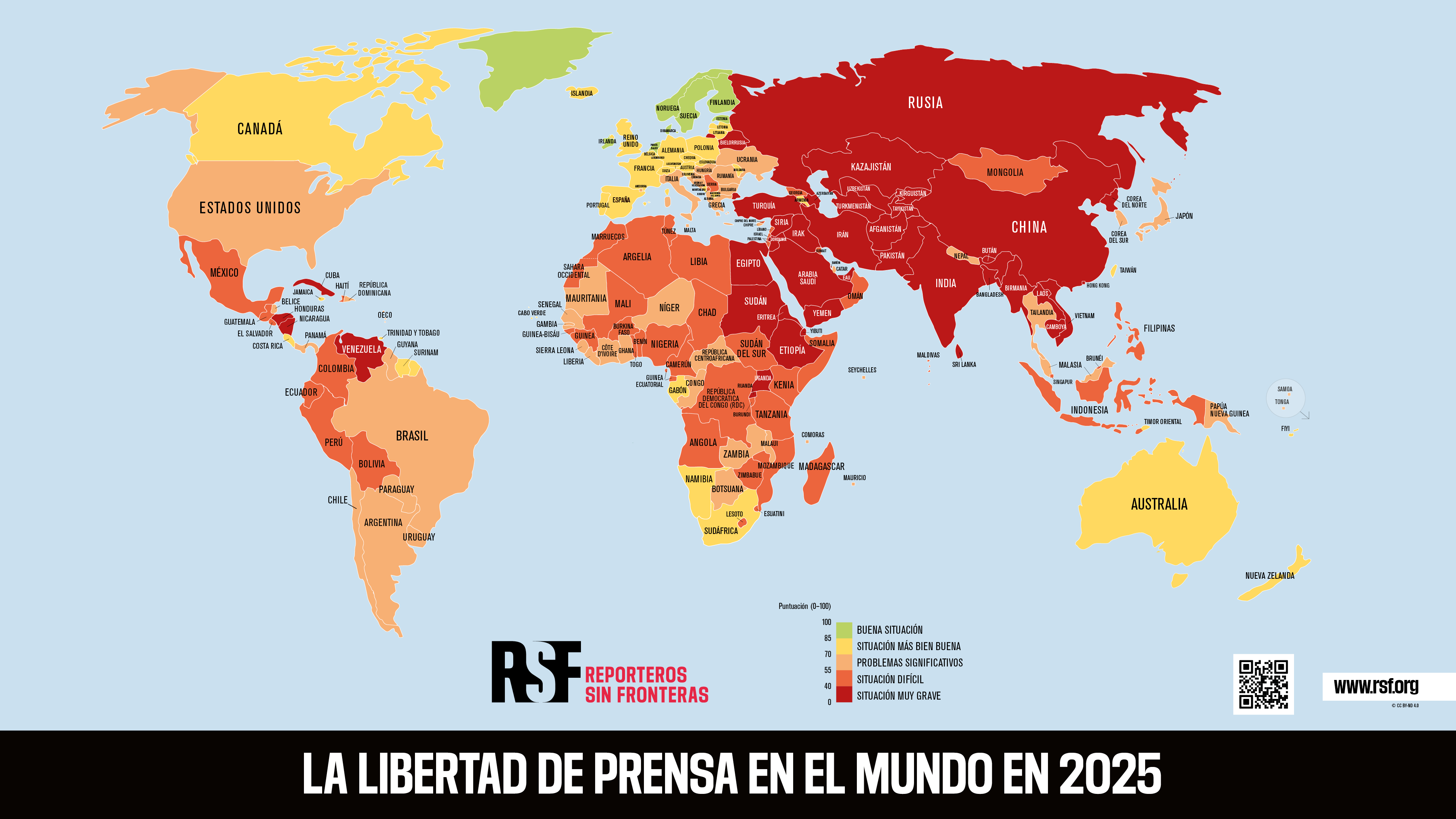 MAPA_La libertad de prensa en el mundo 2025 (foto)